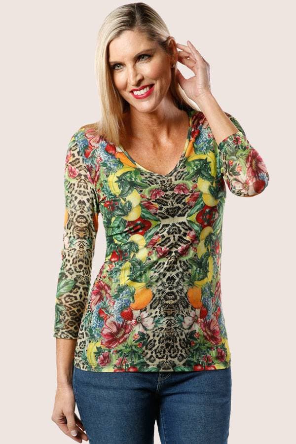 Top Vneck Mesh Leo Tropical -  - View 1 of 4