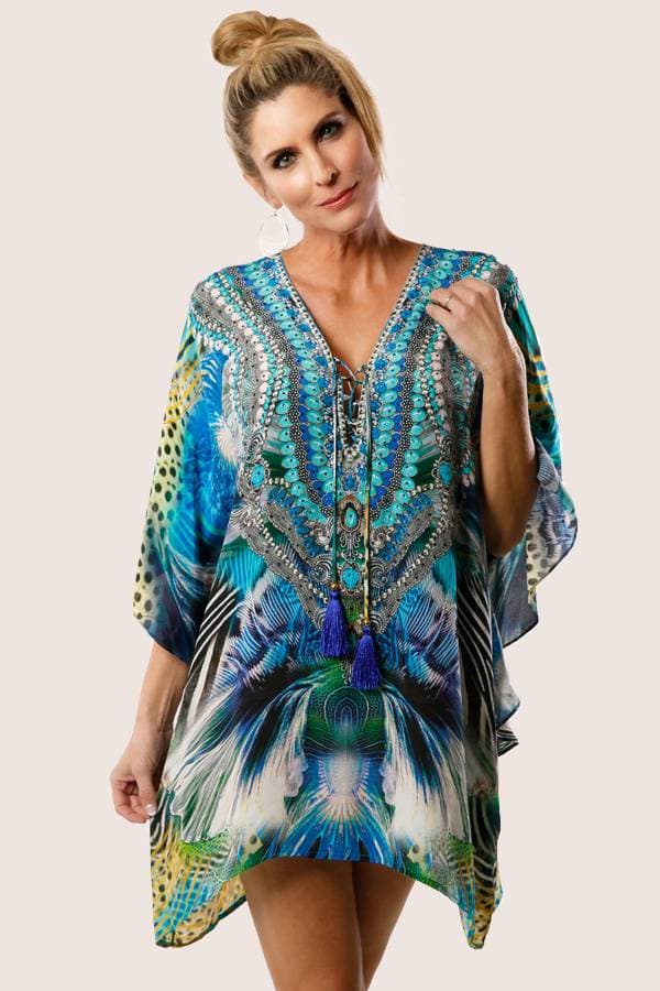 Viscose Silk Peacock Kaftan -  - View 1 of 4