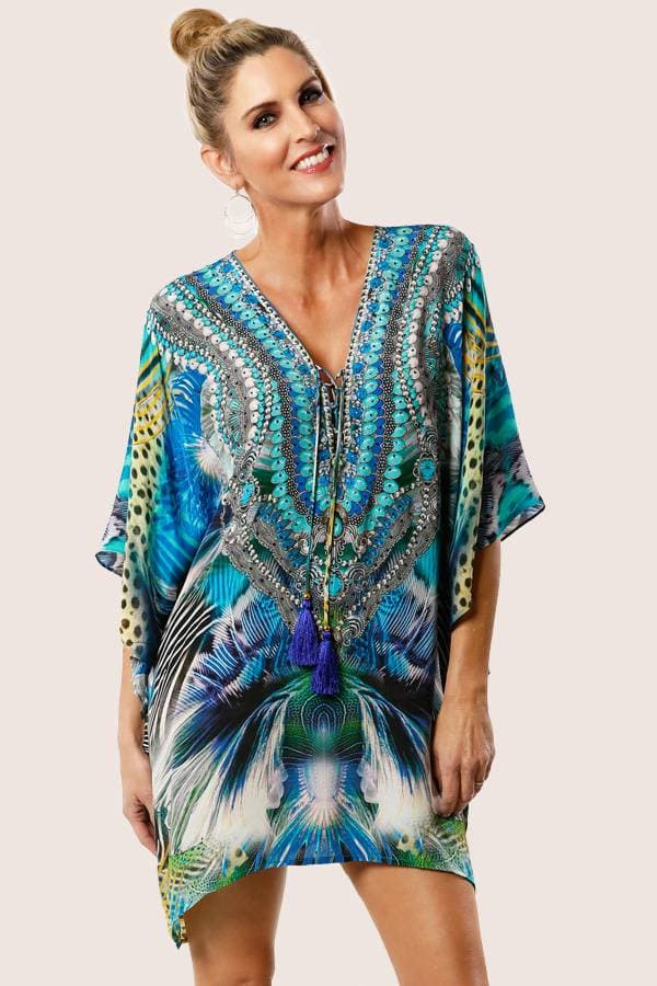 Viscose Silk Peacock Kaftan -  - View 2 of 4