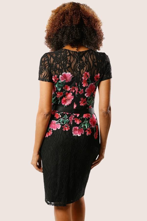 Embroidered Rose Cocktail Dress