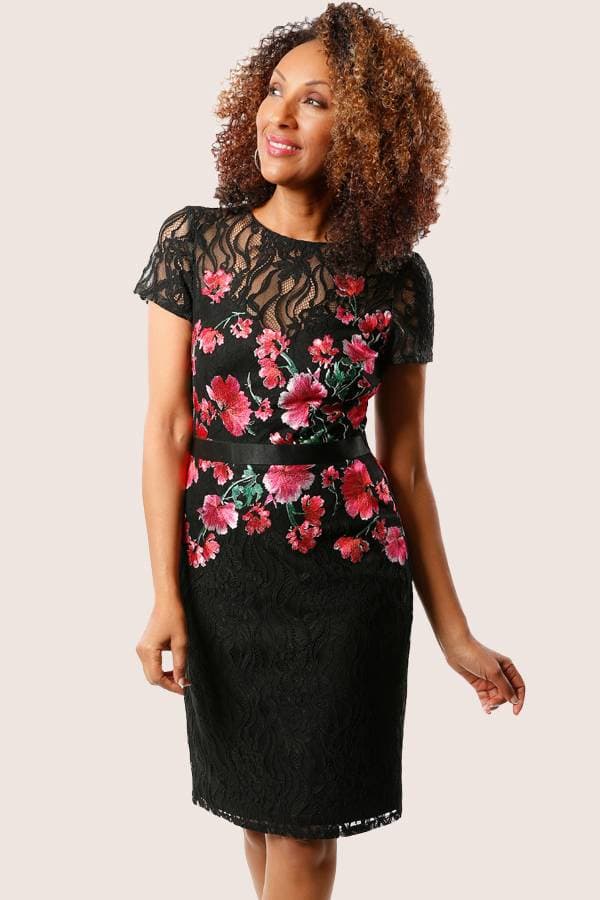 Embroidered Rose Cocktail Dress