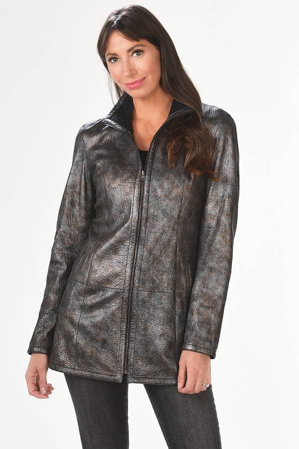 Mottled Bronze Brown Leather Jacket - $965.00 - View 1 of 4