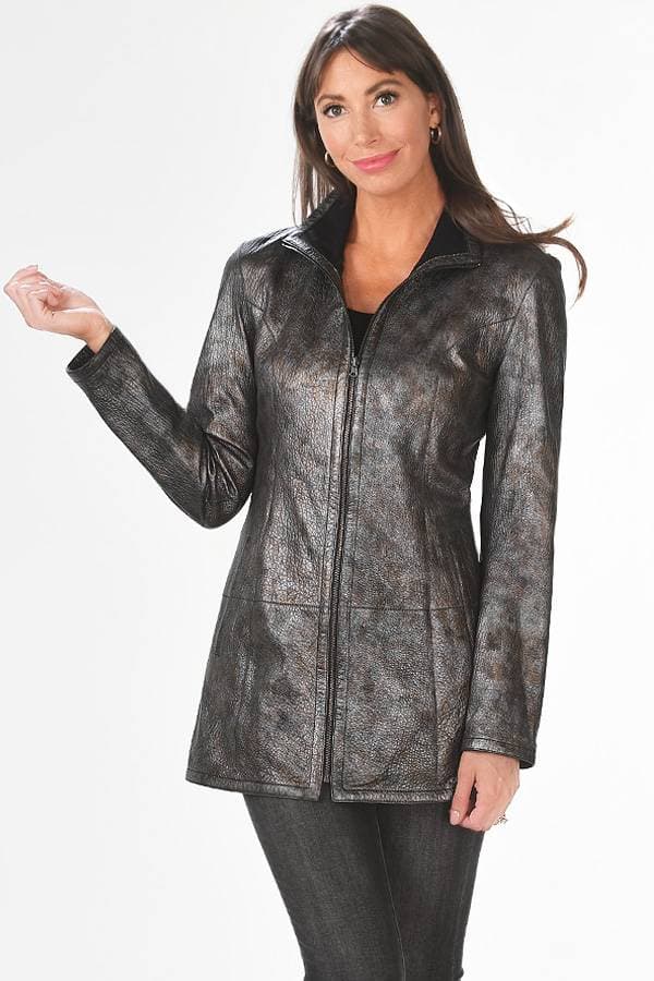 Mottled Bronze Brown Leather Jacket - $965.00 - View 3 of 4