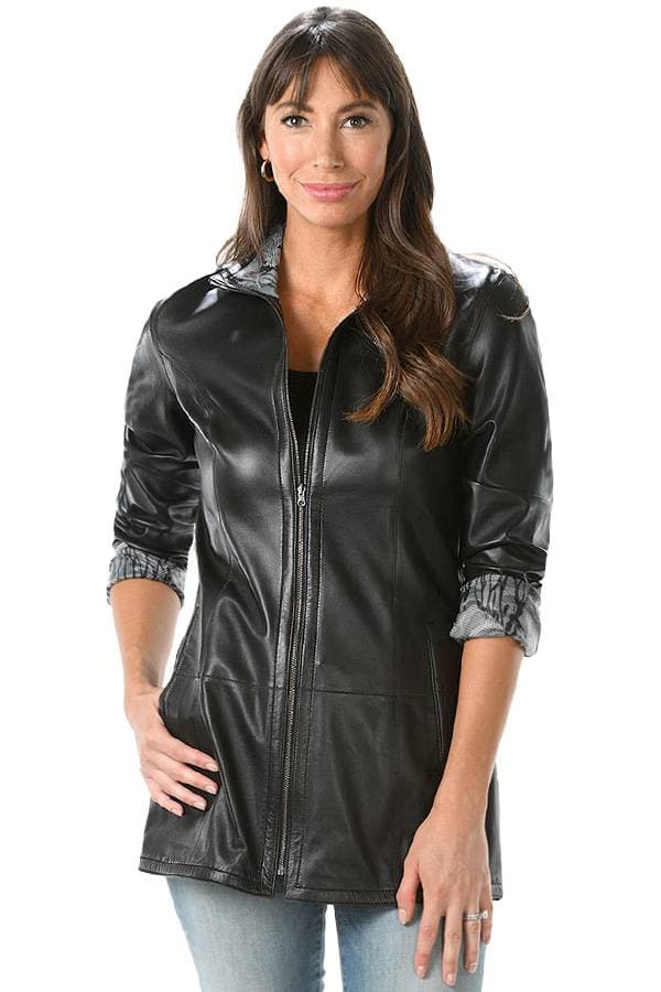 Reversible Solid Leather Zip Jacket -  - View 4 of 4