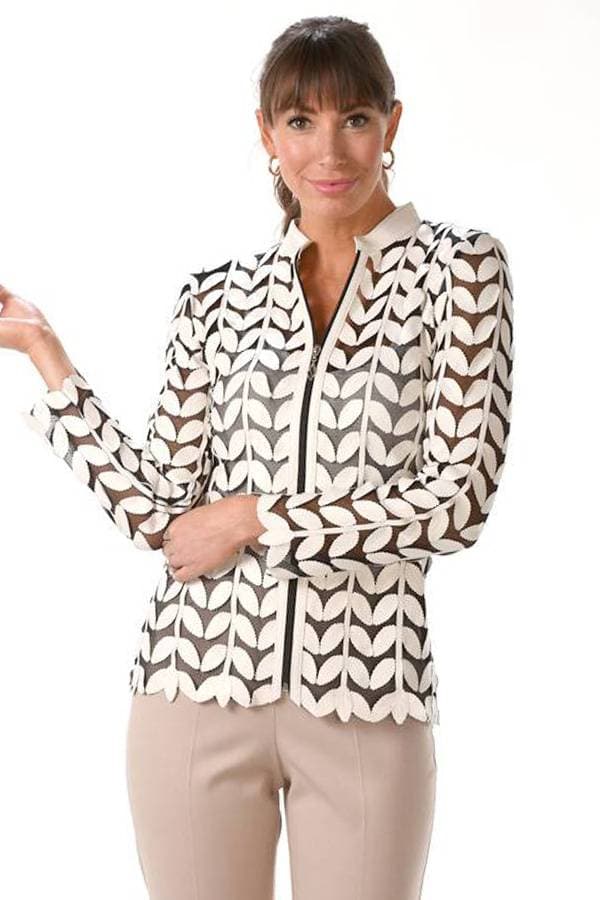 White Leather Leaf Jacket - 49500 - Main product view