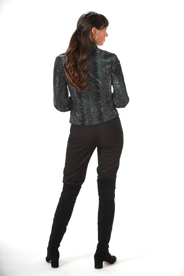 Python Printed Leather Jacket in Dark Forest Green -  - View 4 of 4