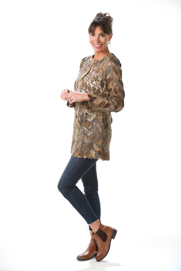 Long Leather Leaf Jacket -  - View 5 of 5