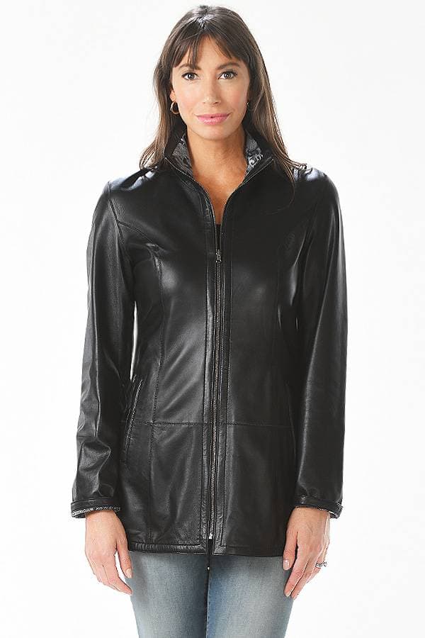 Reversible Solid Leather Zip Jacket