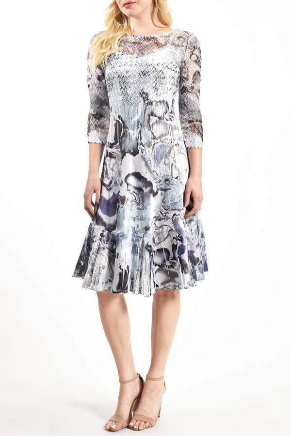 Blue Purple Pleated Illusion Dress | Women's - $395.00 - View 4 of 5