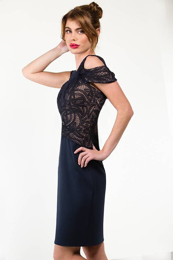 Asymetrical Off-the-Shoulder Cocktail Dress - 46500 - Alternative view 2