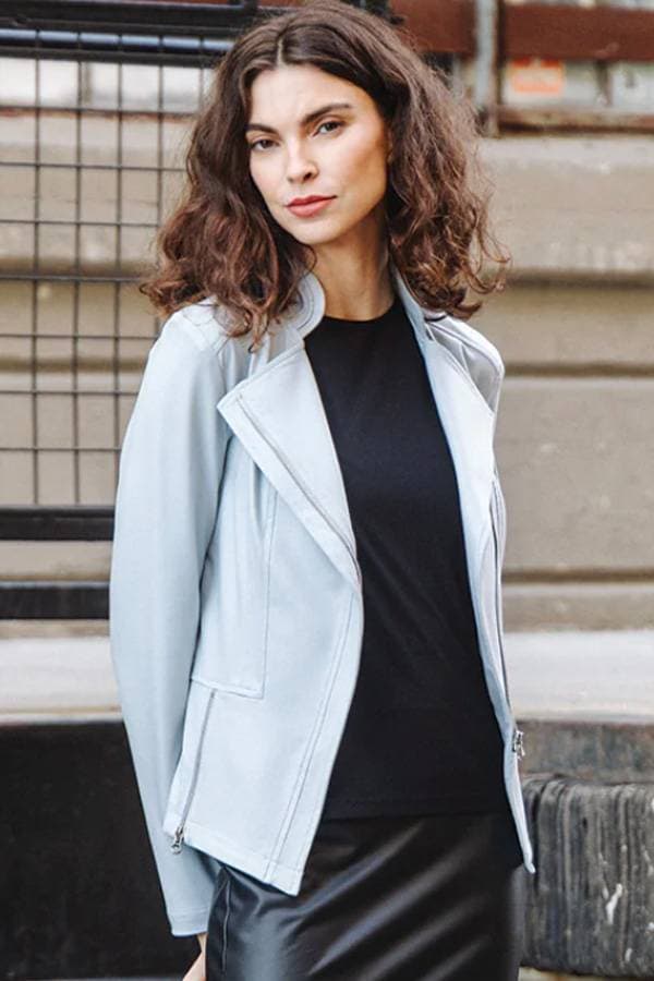 Blue White “LIQUID LEATHER” MOTO JACKET | Women's - $275.00 - View 5 of 5