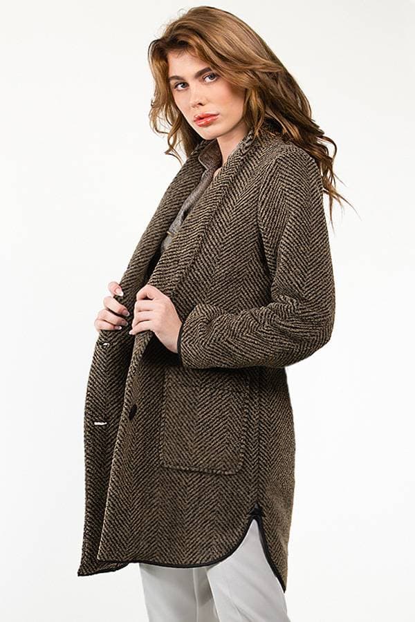 Brown Chevron Sweater Coat - $265.00 - View 2 of 3