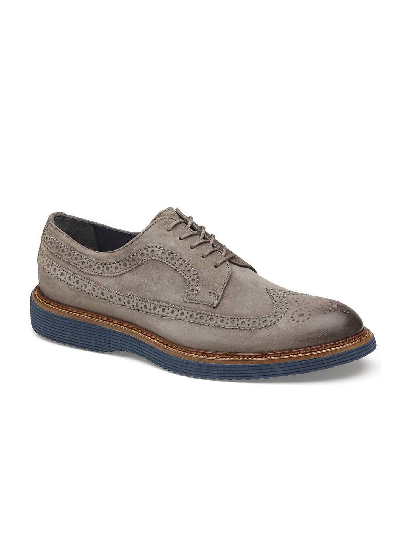 classic oxford shoes in gray suede leather with blue sole