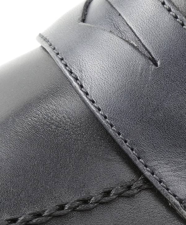 Burnished Penny Loafer - Black/Dark Grey