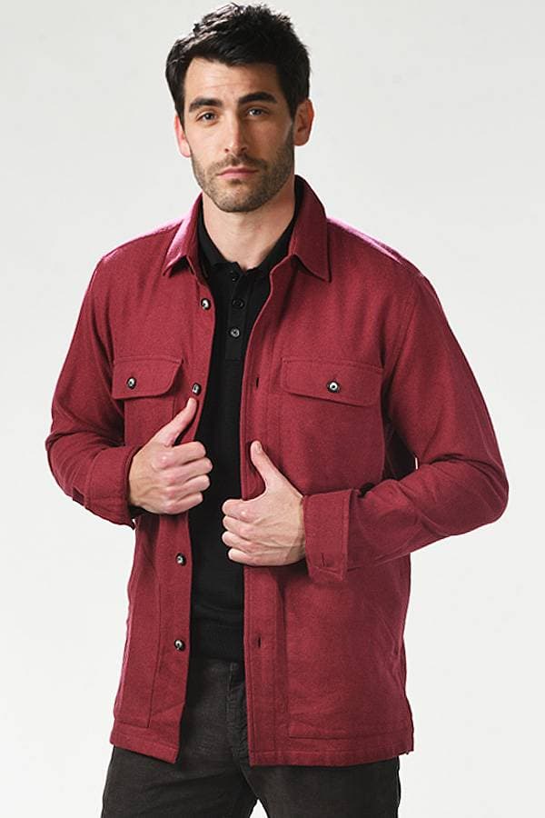 Red Haupt-Germany - Flannel Twill Shirt Jacket | Men's - $245.00 - View 1 of 3