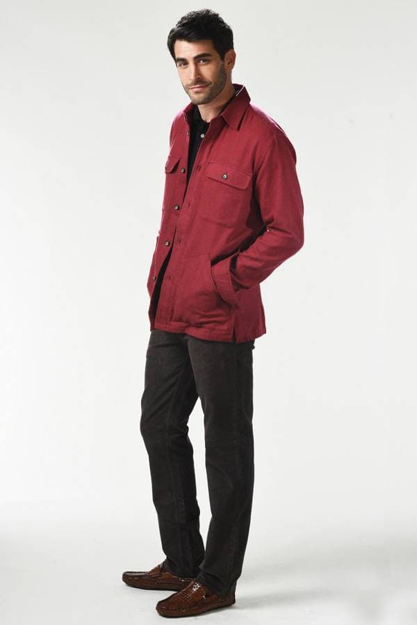 Red Haupt-Germany - Flannel Twill Shirt Jacket | Men's - $245.00 - View 2 of 3
