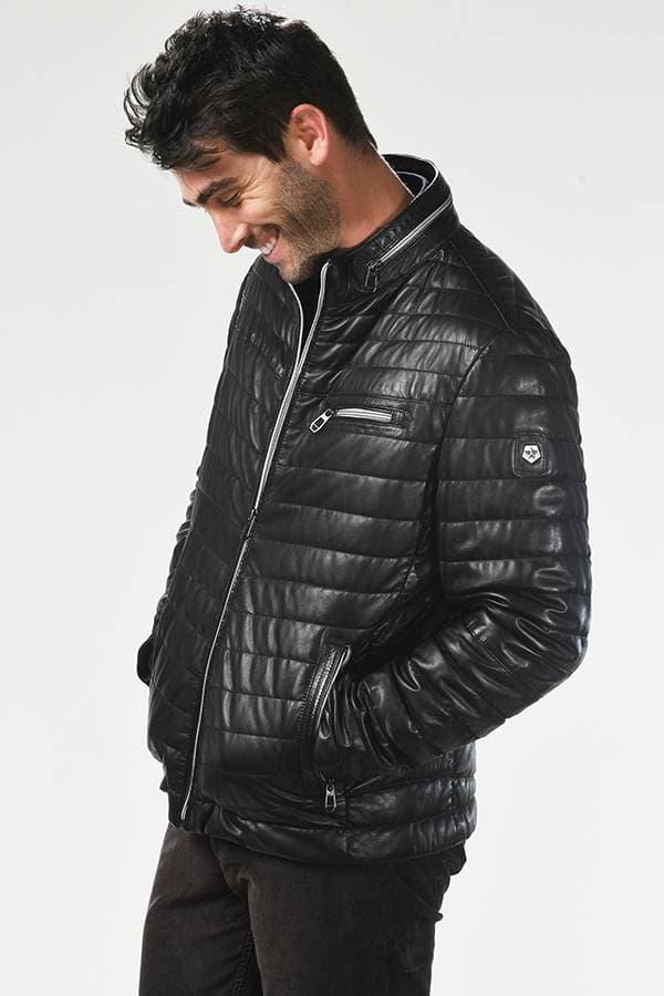 Leather Jacket: Zippered with Horizontal Quilting