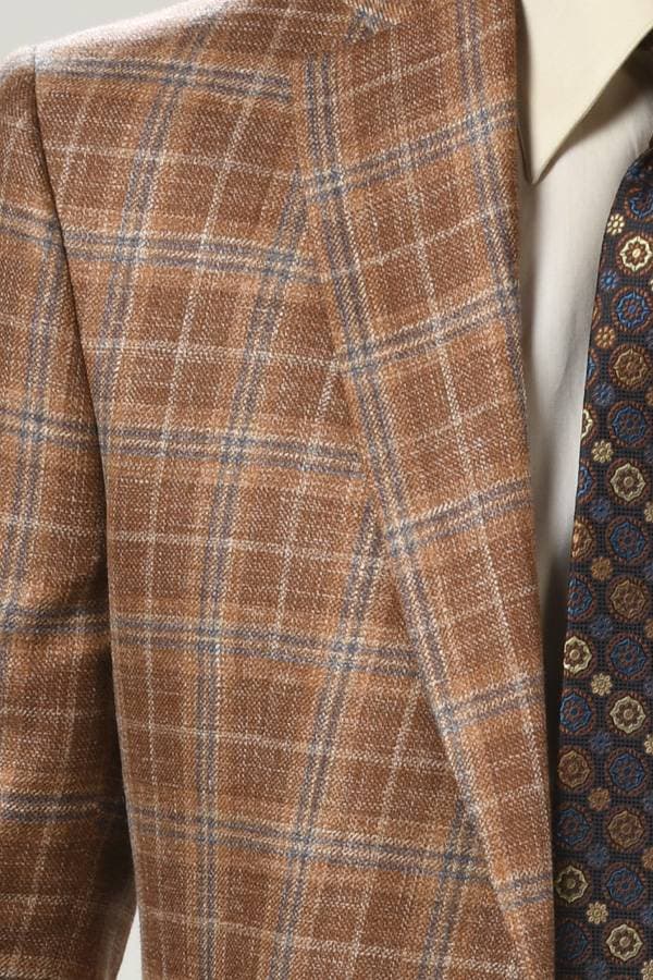 Jacket: 34% Silk, Linen/Wool Blend, Plaid Pattern