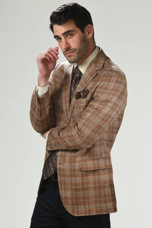 Jacket: 34% Silk, Linen/Wool Blend, Plaid Pattern
