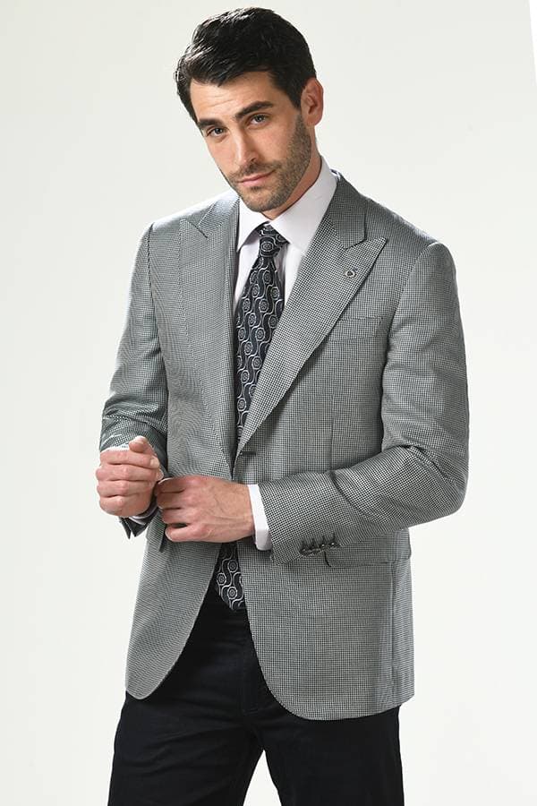 Ravazzolo Jacket 54% Silk 46% Wool Houndstooth