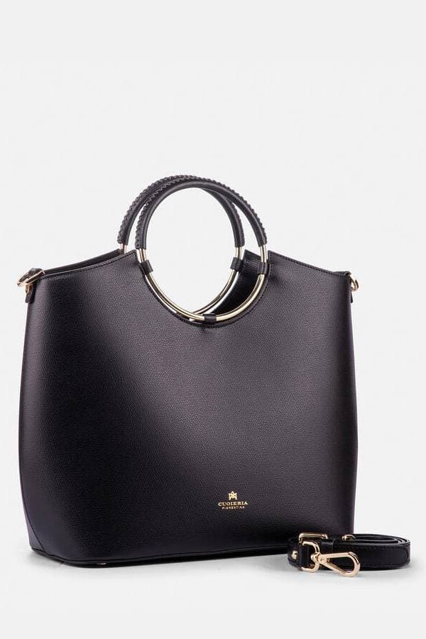 Yellow Black Italian Leather Purse with Circle Handle -  - View 2 of 2