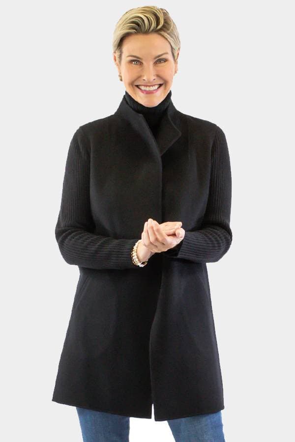 Kinross Cashmere Wool Rib Sleeve Coat