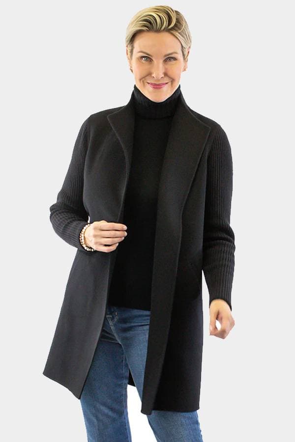 Kinross Cashmere Wool Rib Sleeve Coat