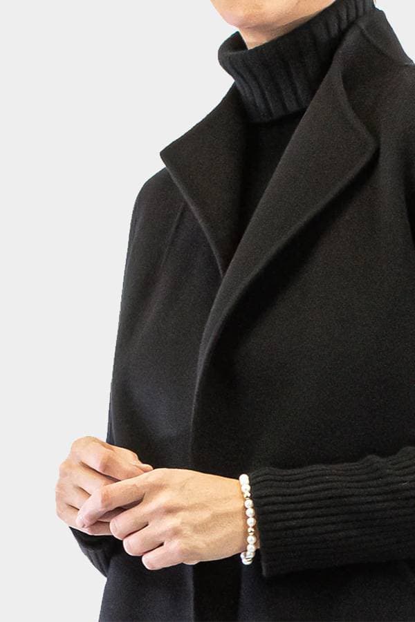 Kinross Cashmere Wool Rib Sleeve Coat