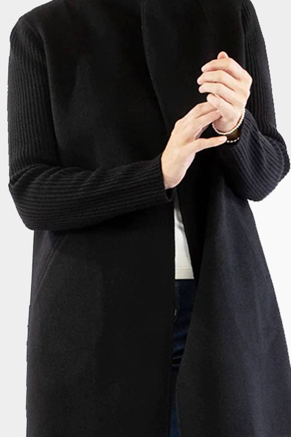 Kinross Cashmere Wool Rib Sleeve Coat