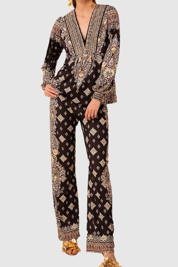 Foldover Jersey Print Pant