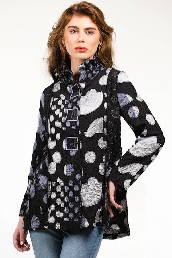 Black White Lightweight Taffeta Polka Shacket | Women's - $285.00 - View 4 of 4