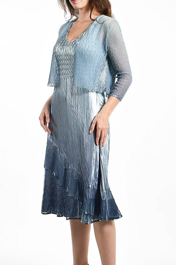 Blue Sateen Dress and Jacket Combo - $575.00 - View 1 of 3