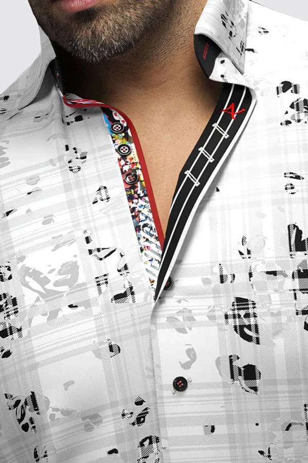 Shirt Plaid Satin Print Stretch
