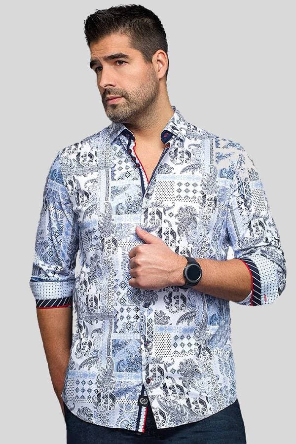 Cotton Knit Paisley Print Shirt