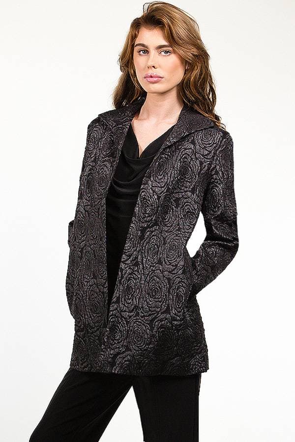Pucker Rose Print Jacquard Jacket
