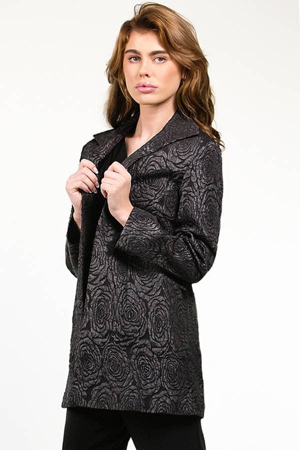 Pucker Rose Print Jacquard Jacket