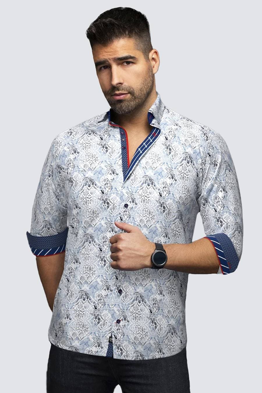 Woven Satin Stretch Printed Shirt