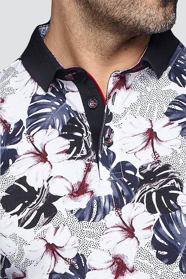 Shirt Knit Floral Print Polo