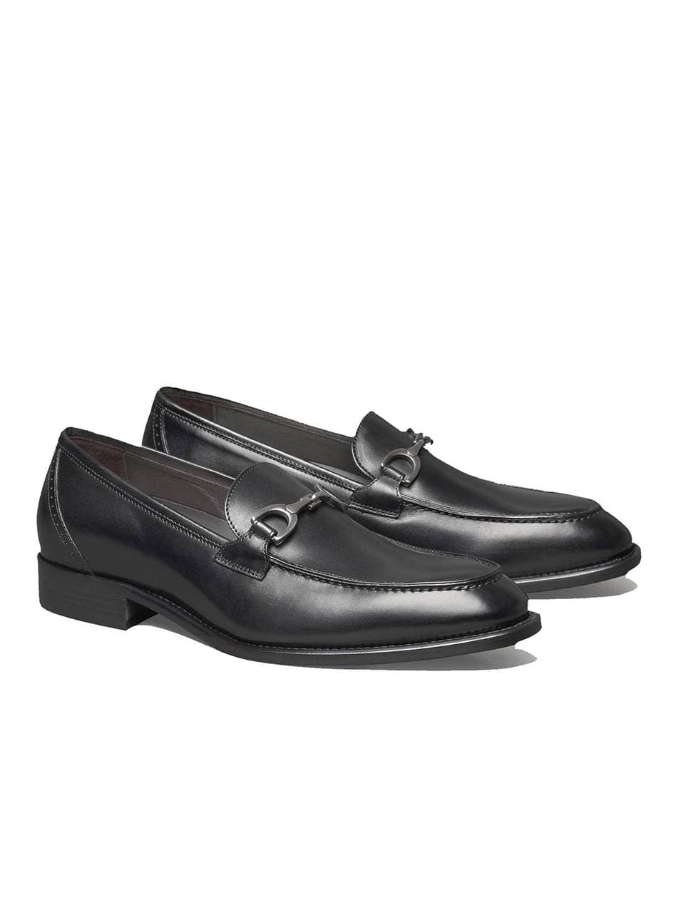 italian classic black shoes penny loafer style with metal detail on top