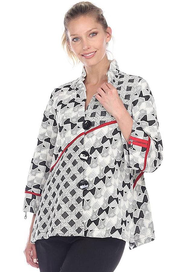 Black White Quilted Shacket -  - View 4 of 5