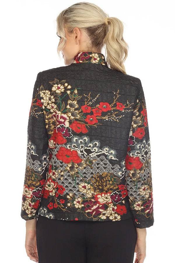 Asian Floral Crinkle Shirt Jacket