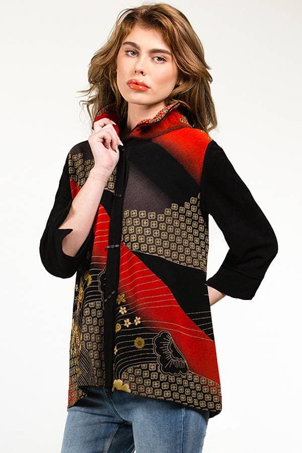 Black Red Asian Inspired Shacket | Women's - $245.00 - View 2 of 4