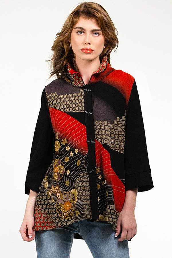 Black Red Asian Inspired Shacket | Women's - $245.00 - View 1 of 4