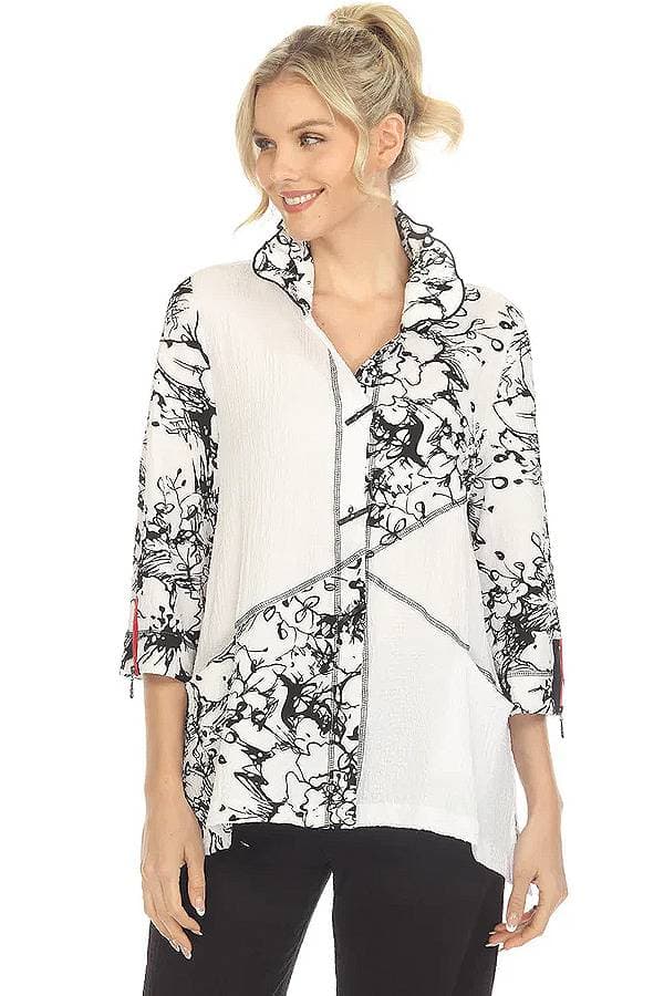 White Black Shacket with Red Details