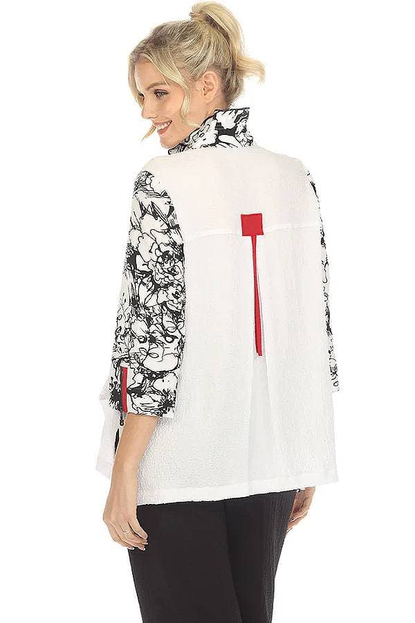 White Black Shacket with Red Details