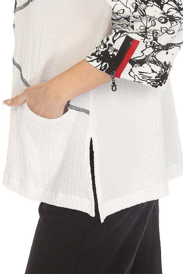 White Black Shacket with Red Details