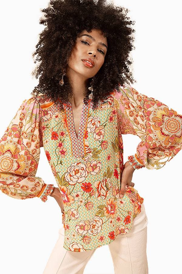 Silk Medallion Floral Blouse -  - View 3 of 3