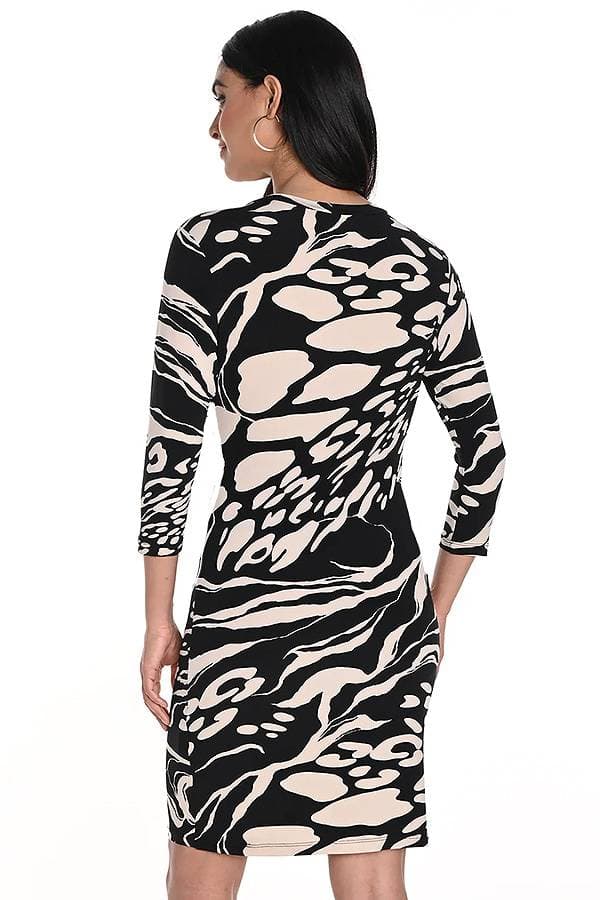 Black Beige Frank Lyman Marble Print Wrap Dress | Women's - $265.00 - View 2 of 2