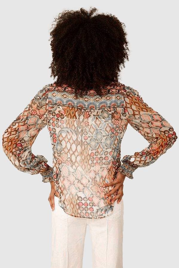 Hale Bob Tribal Print Silk Blouse W/Cami