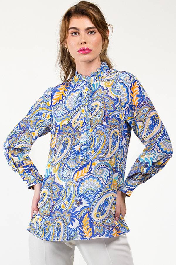 Blue Silk Paisley Blouse | Women's - $295.00 - View 1 of 4